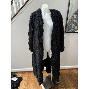 NWT Flo Atelier Fuzzy Open Front Black Jacket Size XS